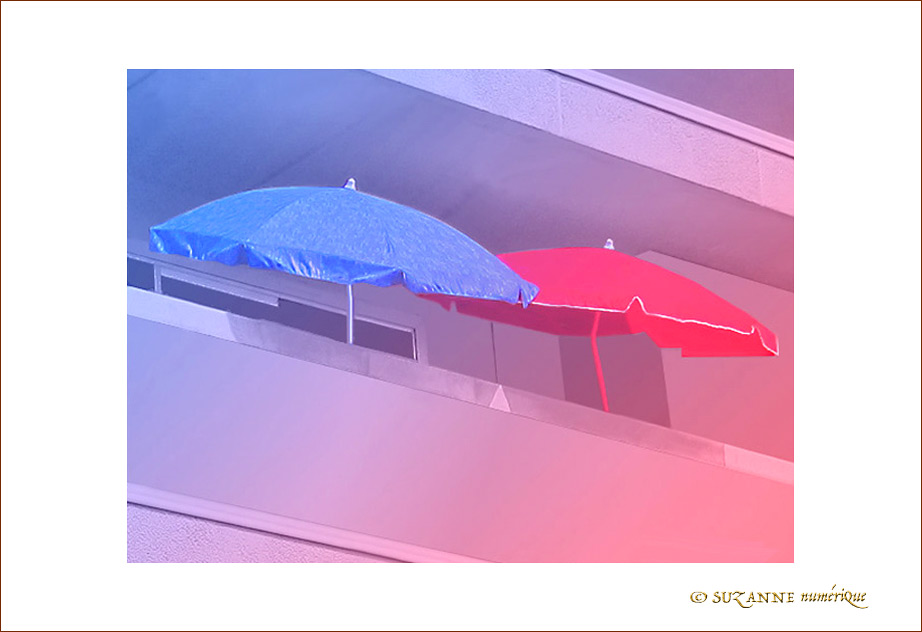 Ombre sur terrasse en Rose et Bleu