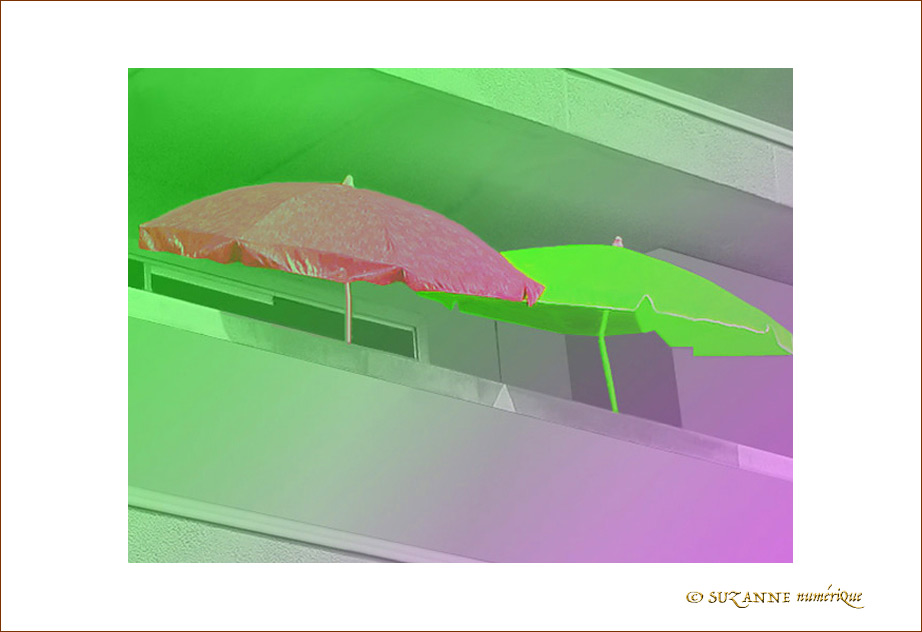 Ombre sur terrasse en Vert et Mauve