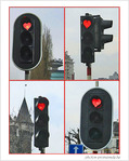Saint-Valentin et coeurs aux feux rouges